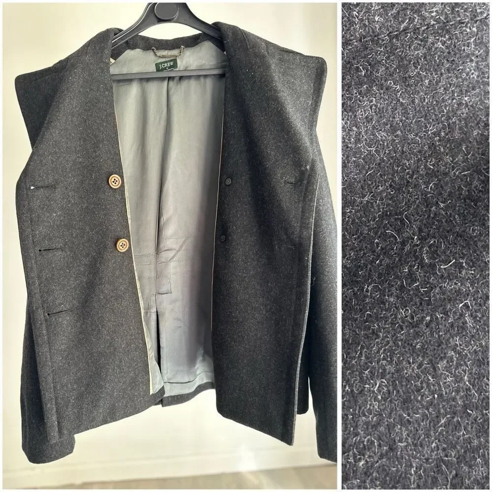 J. Crew Wool Blend Peacock Coat Jacket No Size Tag Flawed Lining PTP 21” - Picture 2 of 6